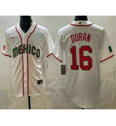 Men's Mexico #16 Jarren Duran White 2026 World Baseball Classic Cool Base Jersey