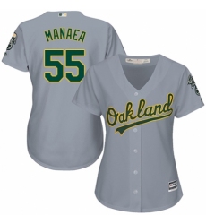 Women's Majestic Oakland Athletics #55 Sean Manaea Replica Grey Road Cool Base MLB Jersey