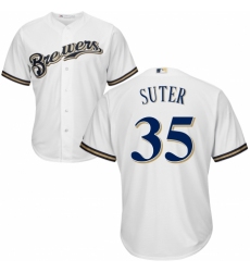 Youth Majestic Milwaukee Brewers #35 Brent Suter Replica Navy Blue Alternate Cool Base MLB Jersey