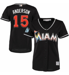 Women's Majestic Miami Marlins #15 Brian Anderson Replica Black Alternate 2 Cool Base MLB Jersey
