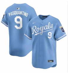 Men's Kansas City Royals #9 Vinnie Pasquantino Light Blue Alternate Limited Stitched Baseball Jersey