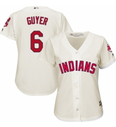 Women's Majestic Cleveland Indians #6 Brandon Guyer Replica Cream Alternate 2 Cool Base MLB Jersey