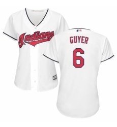 Women's Majestic Cleveland Indians #6 Brandon Guyer Replica White Home Cool Base MLB Jersey