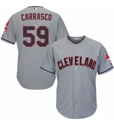 Youth Majestic Cleveland Indians #59 Carlos Carrasco Replica Grey Road Cool Base MLB Jersey