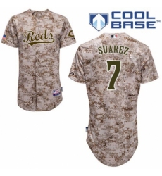 Men's Majestic Cincinnati Reds #7 Eugenio Suarez Replica Camo Alternate Cool Base MLB Jersey