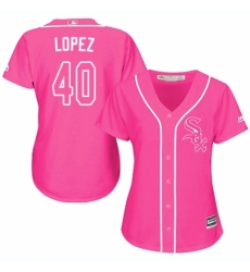Women's Majestic Chicago White Sox #40 Reynaldo Lopez Replica Pink Fashion Cool Base MLB Jersey