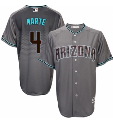 Men's Majestic Arizona Diamondbacks #4 Ketel Marte Authentic Gray/Turquoise Cool Base MLB Jersey