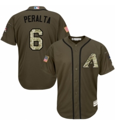 Youth Majestic Arizona Diamondbacks #6 David Peralta Authentic Green Salute to Service MLB Jersey