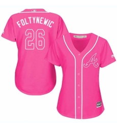 Women's Majestic Atlanta Braves #26 Mike Foltynewicz Authentic Pink Fashion Cool Base MLB Jersey