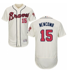 Men's Majestic Atlanta Braves #15 Sean Newcomb Cream Alternate Flex Base Authentic Collection MLB Jersey