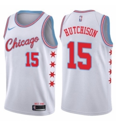 Men's Nike Chicago Bulls #15 Chandler Hutchison Swingman White NBA Jersey - City Edition