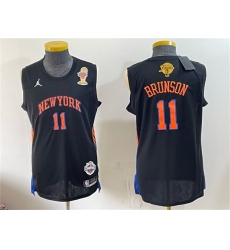 Men's New Yok Knicks #11 Jalen Brunson Black 2026 Finals Champions Statement Edition Stitched Jersey
