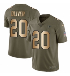 Men's Nike Atlanta Falcons #20 Isaiah Oliver Limited Olive/Gold 2017 Salute to Service NFL Jersey