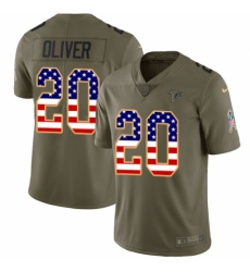 Men's Nike Atlanta Falcons #20 Isaiah Oliver Limited Olive/USA Flag 2017 Salute to Service NFL Jersey