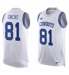 Men's Nike Dallas Cowboys #81 Terrell Owens Limited White Player Name & Number Tank Top NFL Jersey