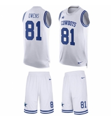 Men's Nike Dallas Cowboys #81 Terrell Owens Limited White Tank Top Suit NFL Jersey