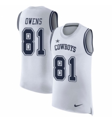 Men's Nike Dallas Cowboys #81 Terrell Owens White Rush Player Name & Number Tank Top NFL Jersey