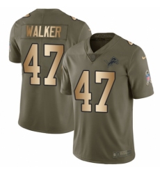 Men's Nike Detroit Lions #47 Tracy Walker Limited Olive/Gold Salute to Service NFL Jersey