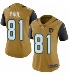 Women's Nike Jacksonville Jaguars #81 Niles Paul Limited Gold Rush Vapor Untouchable NFL Jersey