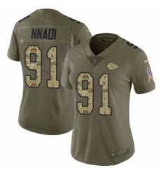 Women's Nike Kansas City Chiefs #91 Derrick Nnadi Limited Olive/Camo 2017 Salute to Service NFL Jersey