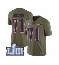 Men's Nike New England Patriots #71 Danny Shelton Limited Olive 2017 Salute to Service Super Bowl LIII Bound NFL Jersey
