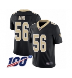 Men's New Orleans Saints #56 DeMario Davis Black Team Color Vapor Untouchable Limited Player 100th Season Football Jersey