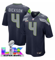 Men's Seattle Seahawks #4 Michael Dickson Blue 2025 2026 Super Bowl LX F U S E Stitched Jersey