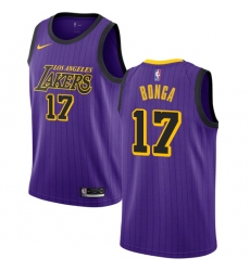 Men's Nike Los Angeles Lakers #17 Isaac Bonga Swingman Purple NBA Jersey - City Edition
