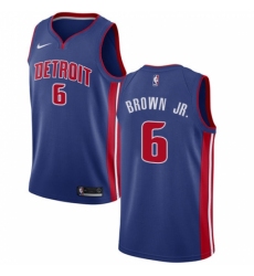 Men's Nike Detroit Pistons #6 Bruce Brown Jr. Swingman Royal Blue NBA Jersey - Icon Edition