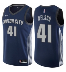 Men's Nike Detroit Pistons #41 Jameer Nelson Authentic Navy Blue NBA Jersey - City Editionion