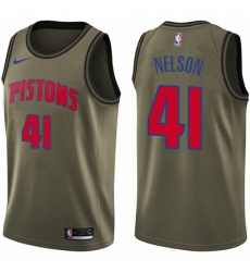 Men's Nike Detroit Pistons #41 Jameer Nelson Swingman Green Salute to Service NBA Jersey