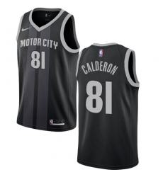 Youth Nike Detroit Pistons #81 Jose Calderon Swingman Black NBA Jersey - City Edition