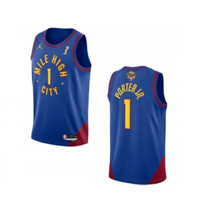Men's Denver Nuggets #1 Michael Porter Jr. Blue 2023 Finals Champions Statement Edition Stitched Basketball Jersey