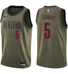 Men's Nike Portland Trail Blazers #5 Seth Curry Swingman Green Salute to Service NBA Jersey