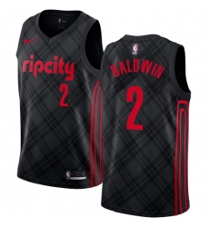 Youth Nike Portland Trail Blazers #2 Wade Baldwin Swingman Black NBA Jersey - City Edition