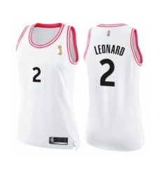 Women's Toronto Raptors #2 Kawhi Leonard Swingman White Pink Fashion 2019 Basketball Finals Champions Jersey