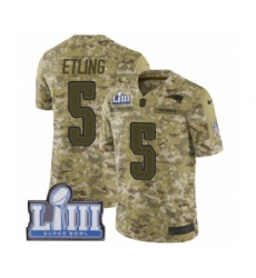 Men's Nike New England Patriots #5 Danny Etling Limited Camo 2018 Salute to Service Super Bowl LIII Bound NFL Jersey