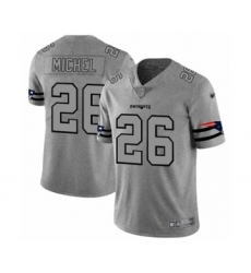 Men's New England Patriots #26 Sony Michel Limited Gray Team Logo Gridiron Football Jersey