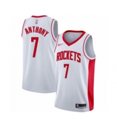 Men's Houston Rockets #7 Carmelo Anthony Authentic White Finished Basketball Jersey - Association Edition
