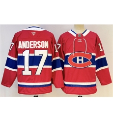 Men's Montreal Canadiens #17 Josh Anderson Red 2024-25 Stitched Jersey