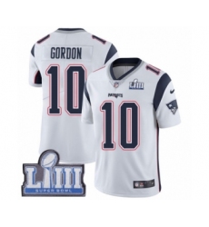 Men's Nike New England Patriots #10 Josh Gordon White Vapor Untouchable Limited Player Super Bowl LIII Bound NFL Jersey