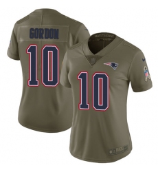Women's Nike New England Patriots #10 Josh Gordon Limited Olive 2017 Salute to Service NFL Jersey