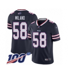 Men's Buffalo Bills #58 Matt Milano Limited Navy Blue Inverted Legend 100th Season Football Jersey