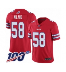 Men's Buffalo Bills #58 Matt Milano White Vapor Untouchable Limited Player 100th Season Football Jersey