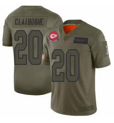 Men's Kansas City Chiefs #20 Morris Claiborne Limited Camo 2019 Salute to Service Football Jersey