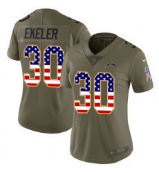 Women's Nike Los Angeles Chargers #30 Austin Ekeler Limited Olive USA Flag 2017 Salute to Service NFL Jersey Women's Nike Los Angeles Chargers #30 Austin Ekeler Limited Olive USA Flag 2017 Salute to Service NFL Jersey