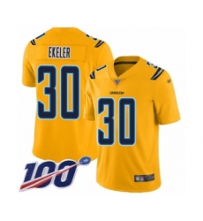 Youth Los Angeles Chargers #30 Austin Ekeler Limited Gold Inverted Legend 100th Season Football Jersey Youth Los Angeles Chargers #30 Austin Ekeler Limited Gold Inverted Legend 100th Season Football Jersey