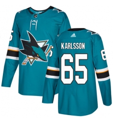 Youth Adidas San Jose Sharks #65 Erik Karlsson Premier Teal Green Home NHL Jersey
