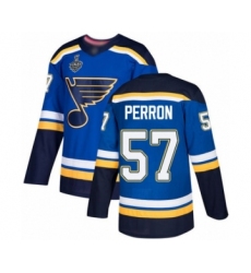 Youth St. Louis Blues #57 David Perron Authentic Royal Blue Home 2019 Stanley Cup Final Bound Hockey Jersey