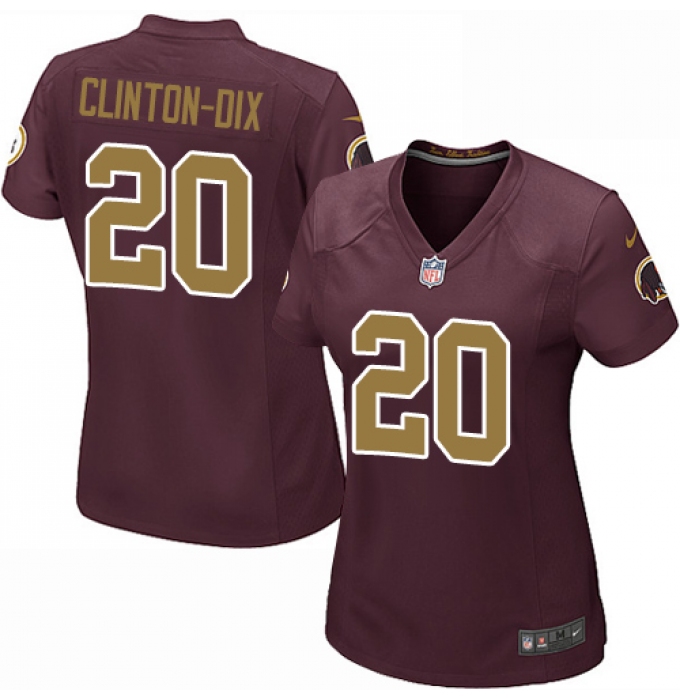 Women's Nike Washington Redskins #20 Ha Clinton-Dix Game Burgundy Red Gold Number Alternate 80TH Anniversary NFL Jersey